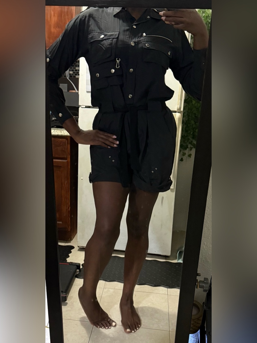 Ralph Lauren Black Utility Cargo Romper Size 14
